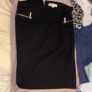 Michael Kors Black and Gold Knee-Length Pencil Skirt